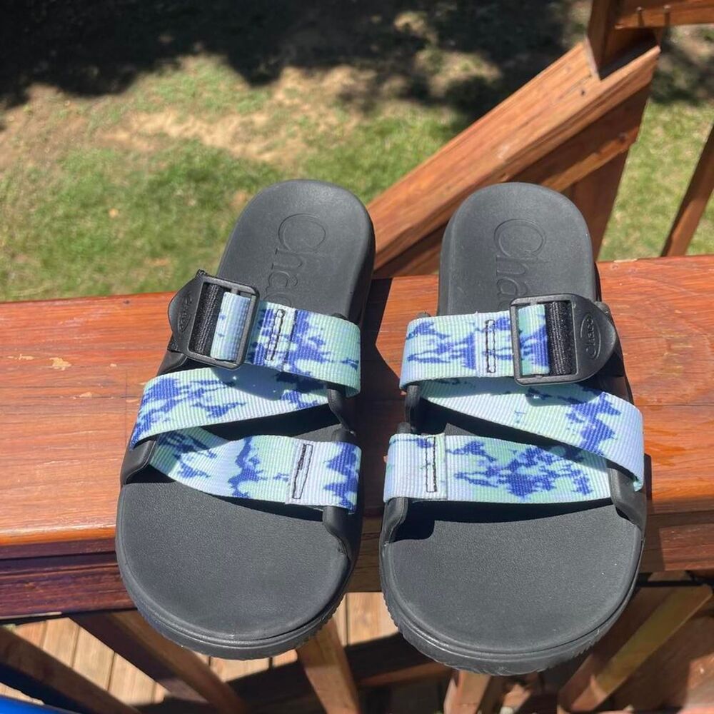 Blue Women's 6 Chaco Chillos Marble Blue Black Comfort Recovery Sandals
